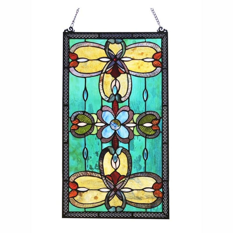 Chloe Lighting Jenice Tiffany-Style Victorian Stained-Glass Window Panel