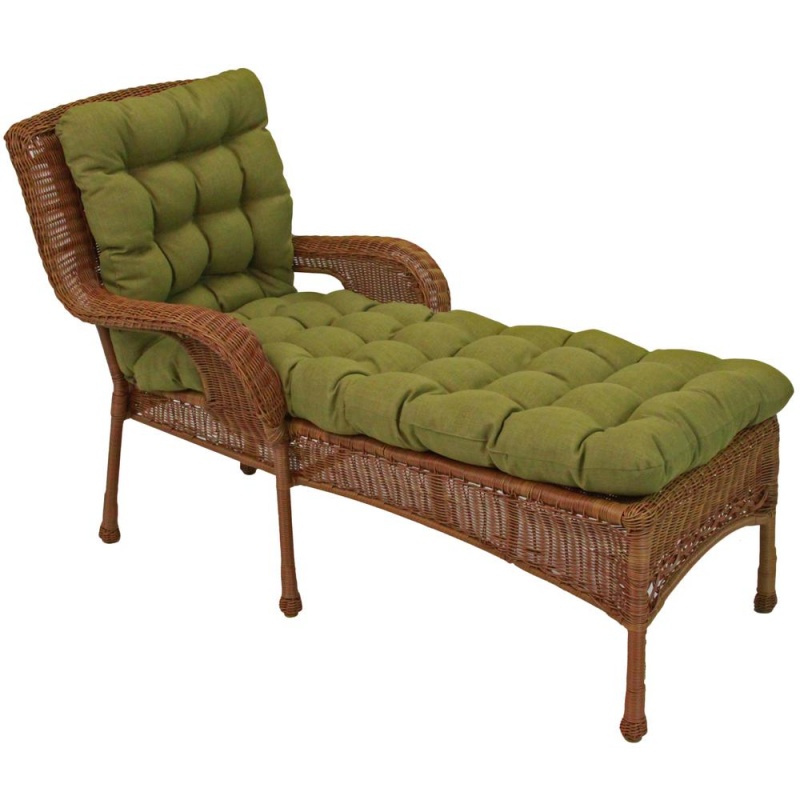 74-Inch By 19-Inch Squarded Outdoor Spun Polyester Tufted Chaise Lounge Cushion
