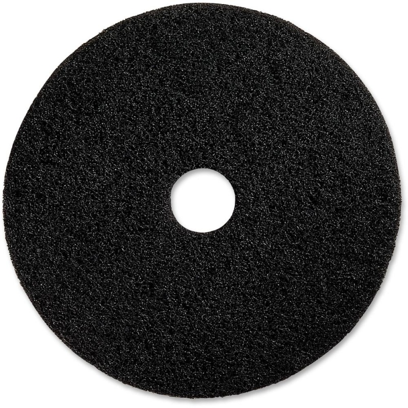 Genuine Joe Black Floor Stripping Pad - 19" Diameter - 5/Carton X 19" Diameter X 1" Thickness - Stripping, Floor - 175 Rpm To 350 Rpm Speed Supported - Resilient, Heavy Duty, Flexible, Dirt Remover, l