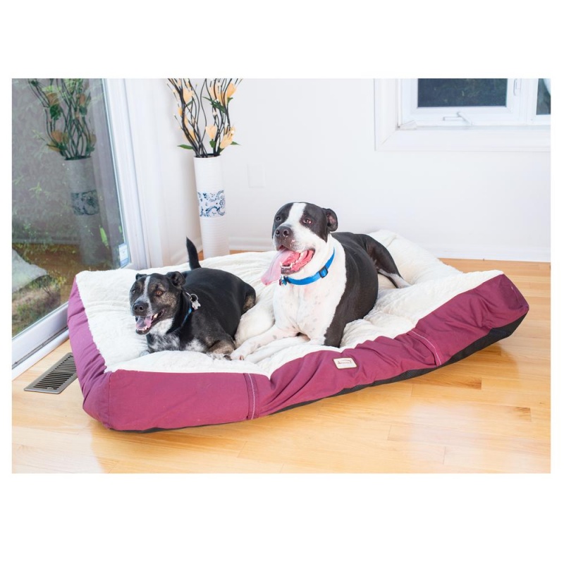 Armarkat Double Extra Large Pet Bed Mat With Poly Fill Cushion And Removable Cover, In Ivory & Burgundy,