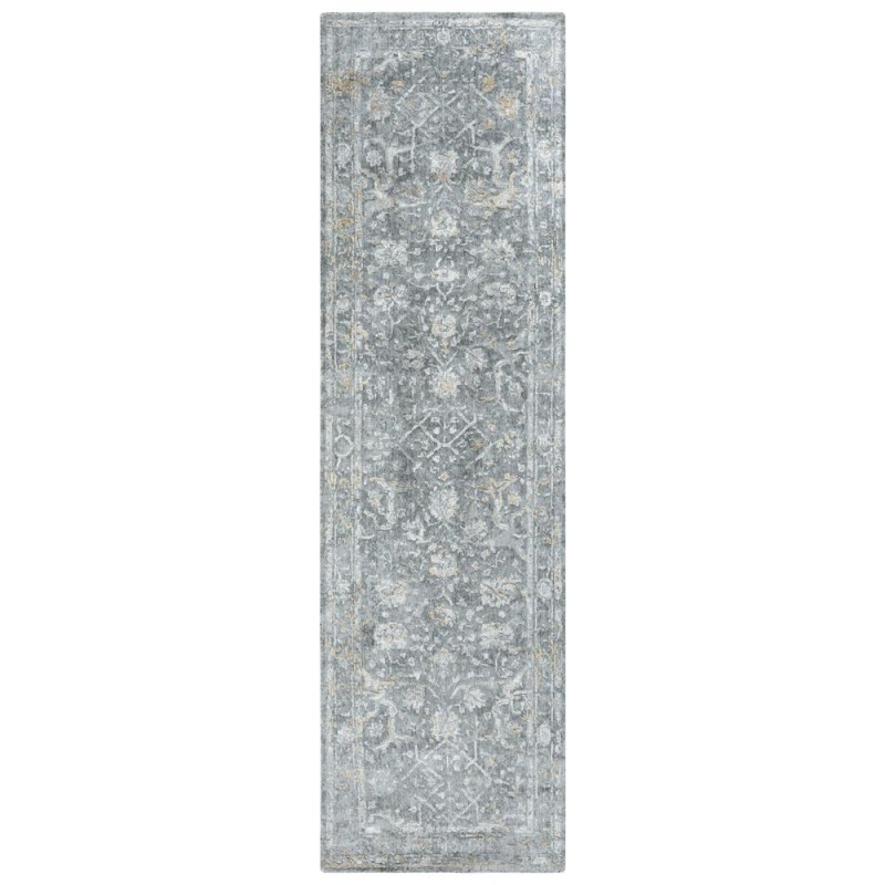 Hybrid Cut Pile Wool/Tencel Rug, 2'6" x 10'