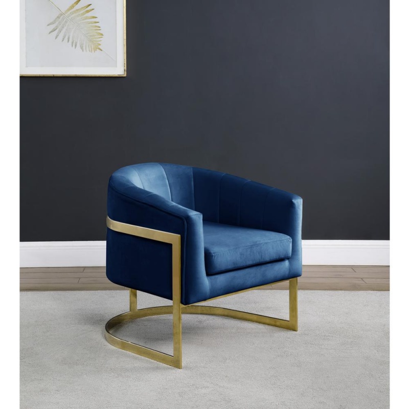 Traxmon Velvet Upholstered Accent Chair In Blue