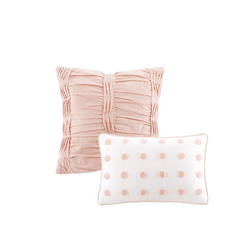 Cotton Jacquard Duvet Cover Set With Euro Shams And Throw Pillows