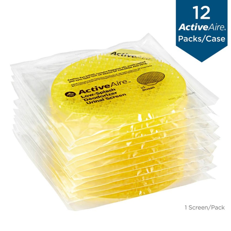Activeaire Low-Splash Deodorizer Urinal Screens - Deodorizer - 12 / Carton - Yellow