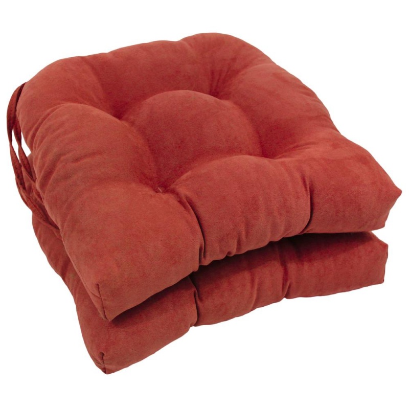 16-Inch Solid Microsuede U-Shaped Tufted Chair Cushions (Set of 2)