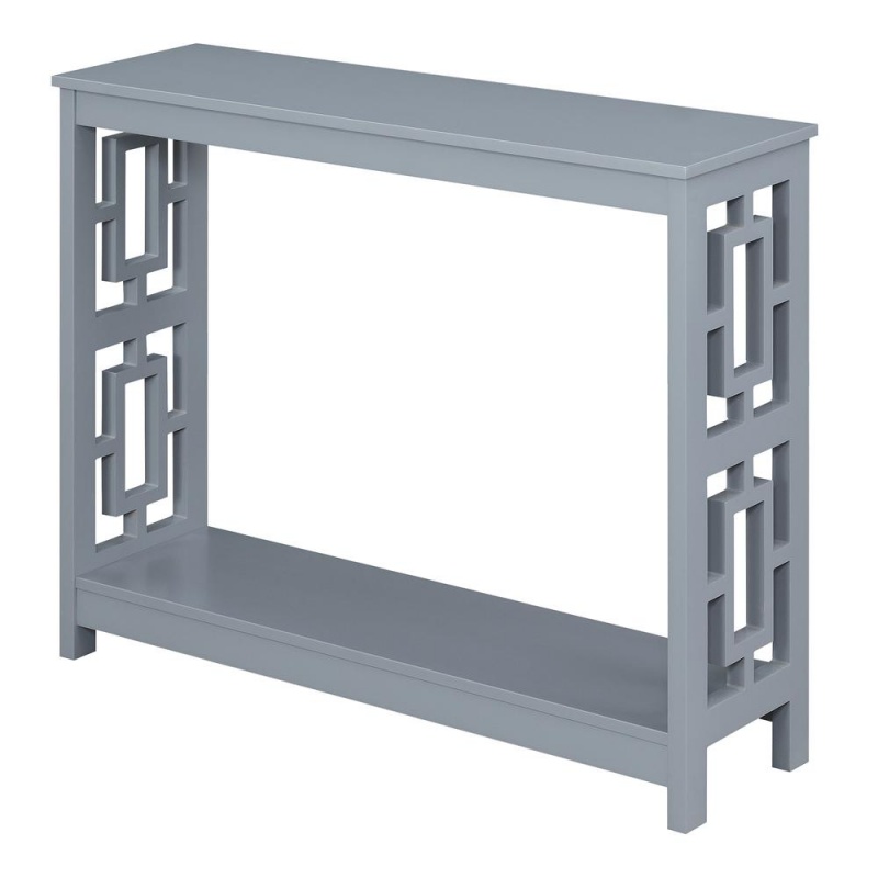 Town Square Console Table With Shelf, Gray