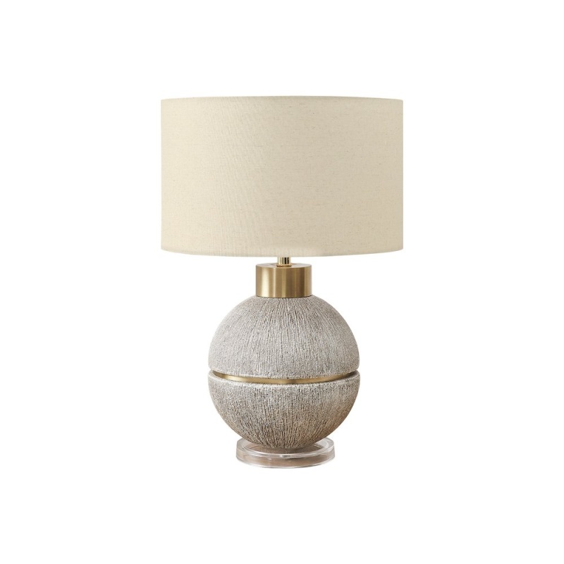 26" Brown Gold Resin Table Lamp with Beige Shade