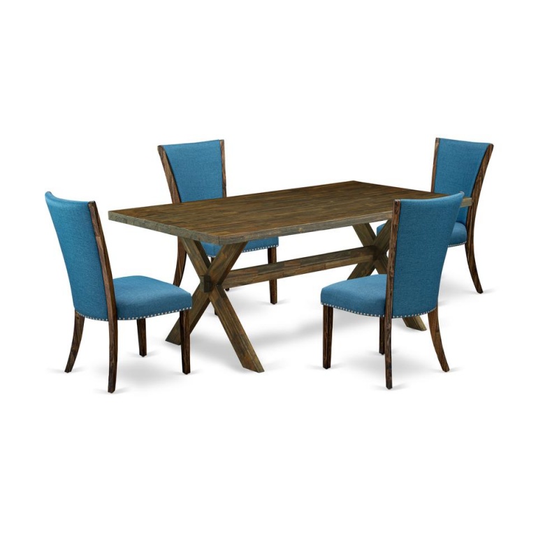 5-Piece Dining Room Table Set with 4 Parsons Chairs