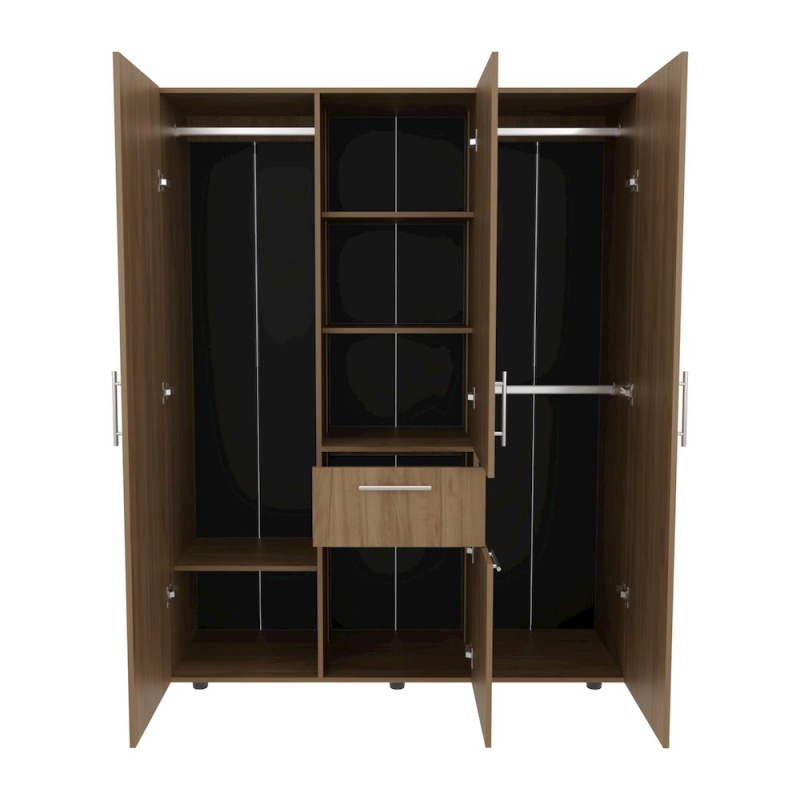 Volant Armoire, 2 Doors, 5 Shelves, 1 Drawer, Natural Oak