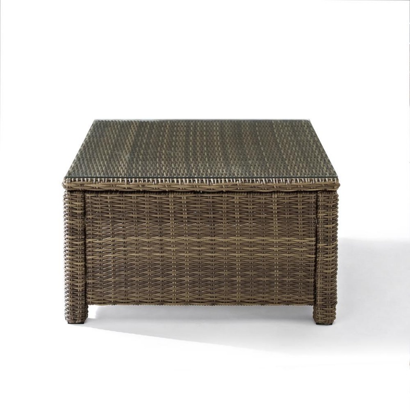 Bradenton Outdoor Wicker Sectional Coffee Table Weathered Brown