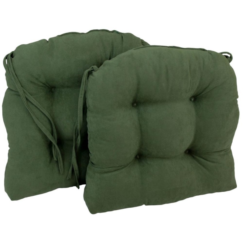 16-Inch Solid Microsuede U-Shaped Tufted Chair Cushions (Set of 2)