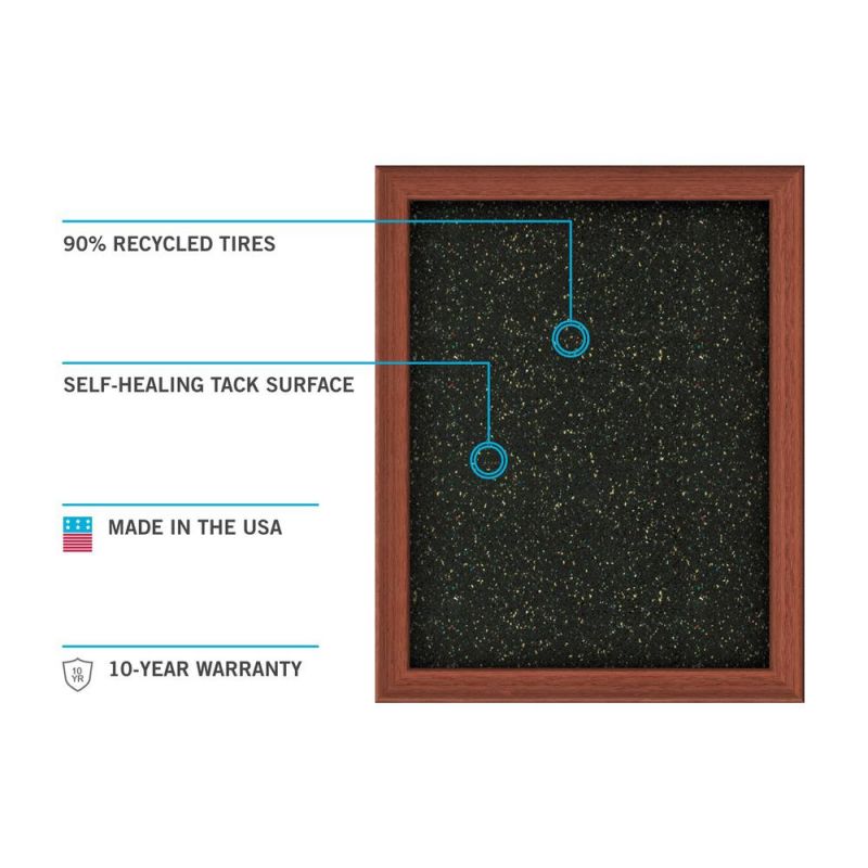 36.5"X60.5" Aluminum Frame Recycled Rubber Bulletin Board - Black