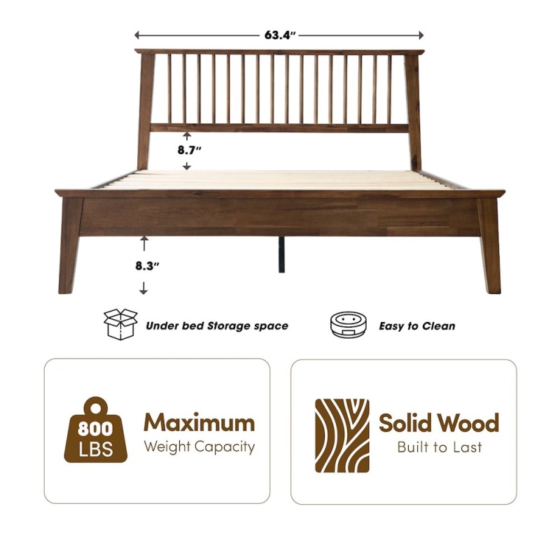 Full Wooden Platform Bed Frame
