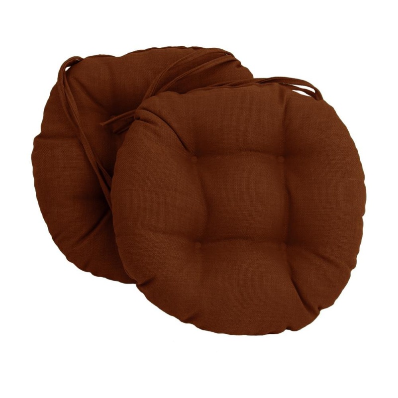16-Inch Spun Polyester Solid Outdoor Round Tufted Chair Cushion