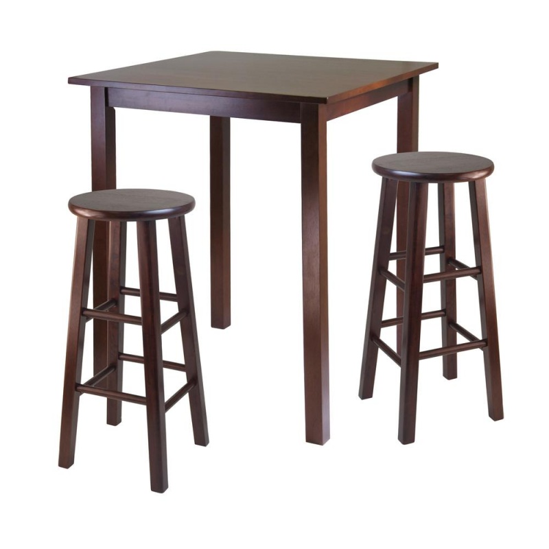 Parkland 3-Pc High Table With 29" Square Leg Stools Walnut