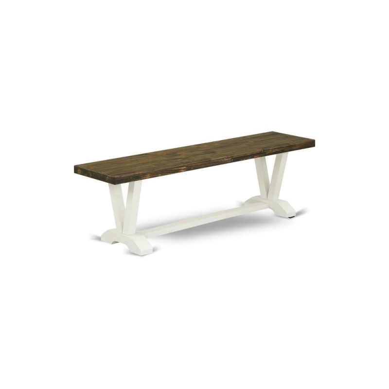 V-Style Modern Dining Table Bench With Wood Seat