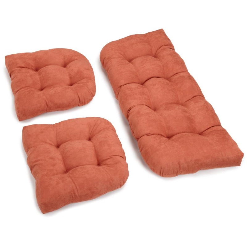 U-Shaped Microsuede Tufted Settee Cushion Set (Set Of 3)