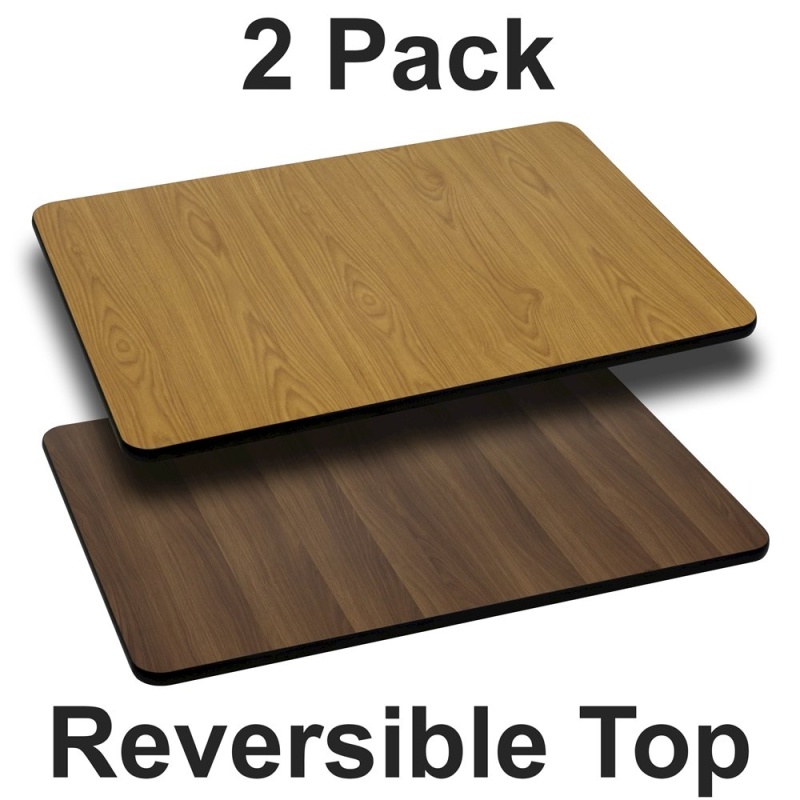 2 Pk. 30'' x 42'' Rectangular Table Top with Natural or Walnut Reversible Top