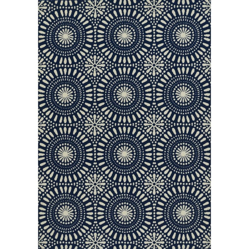 Transitional Rectangle Area Rug, Navy, 6'7" X 9'6"