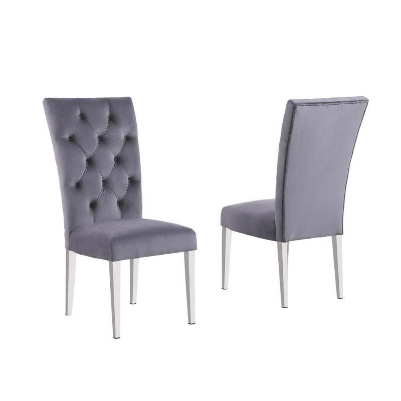 Layla Modern Velvet Upholstered Side Chairs In Gray (Set Of 2)