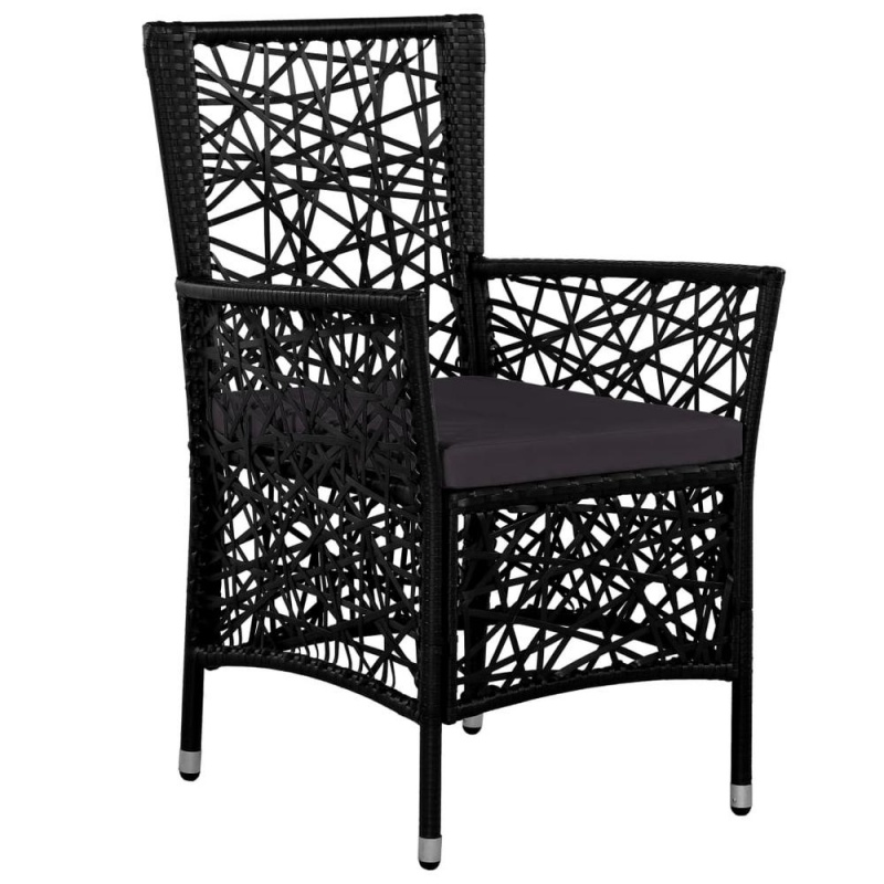Vidaxl Outdoor Chairs 2 Pcs With Cushions Poly Rattan Black 4089