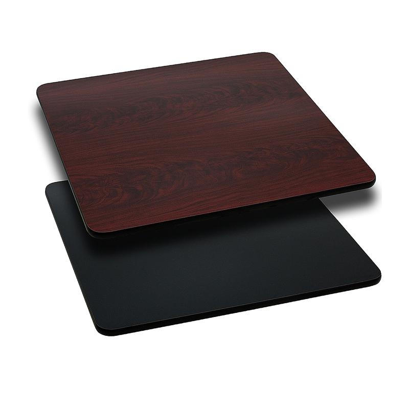 36'' Square Table Top With Black Or Mahogany Reversible Laminate Top