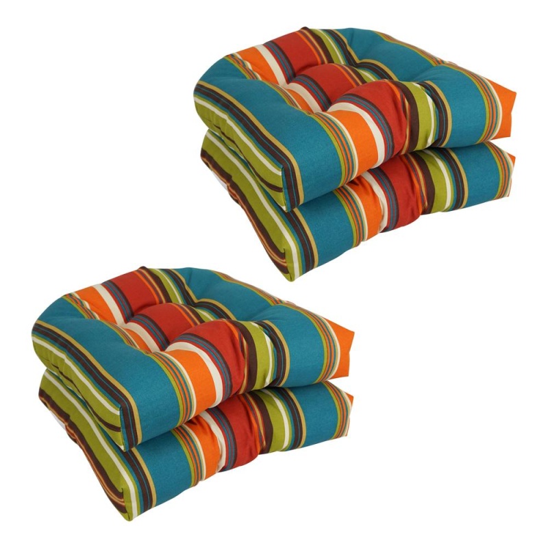 19-Inch U-Shaped Patterned Spun Polyester Tufted Dining Chair Cushions (Set Of 4) 93184-4Ch-Reo-51