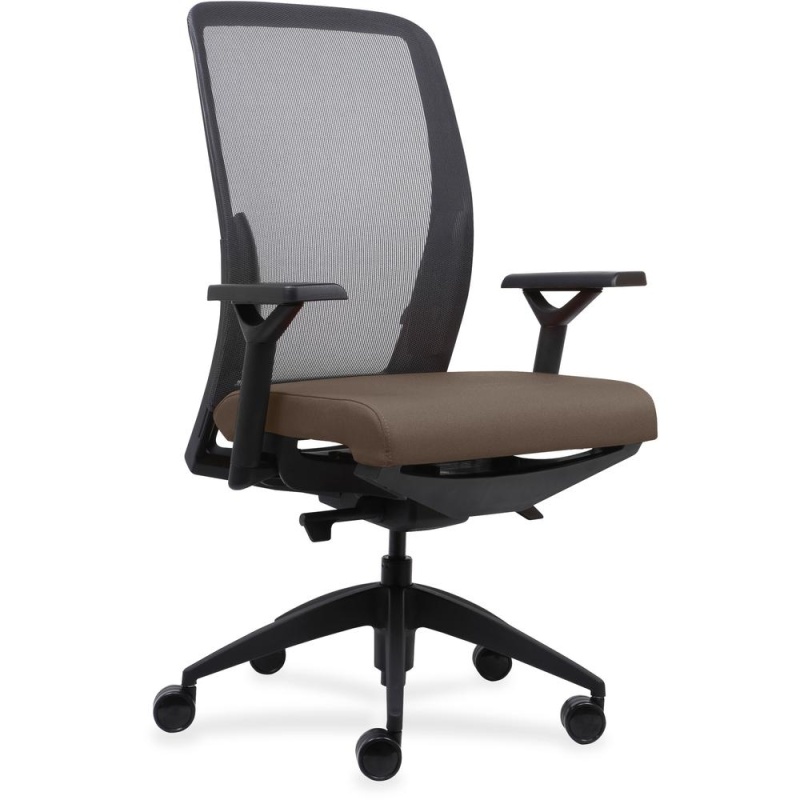 Lorell Executive Mesh Back/Fabric Seat Task Chair - Beige Crepe Fabric Seat - 1 Each