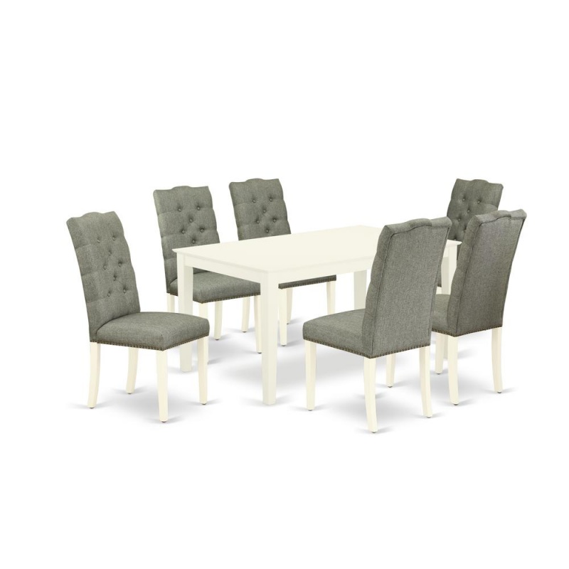 Dining Room Set Linen White, Cael7-Lwh-07