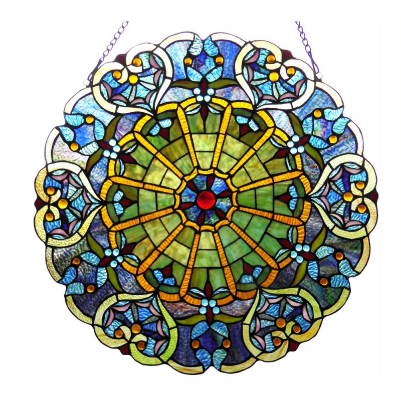 Willa Tiffany-Glass Victorian Window Panel 23"
