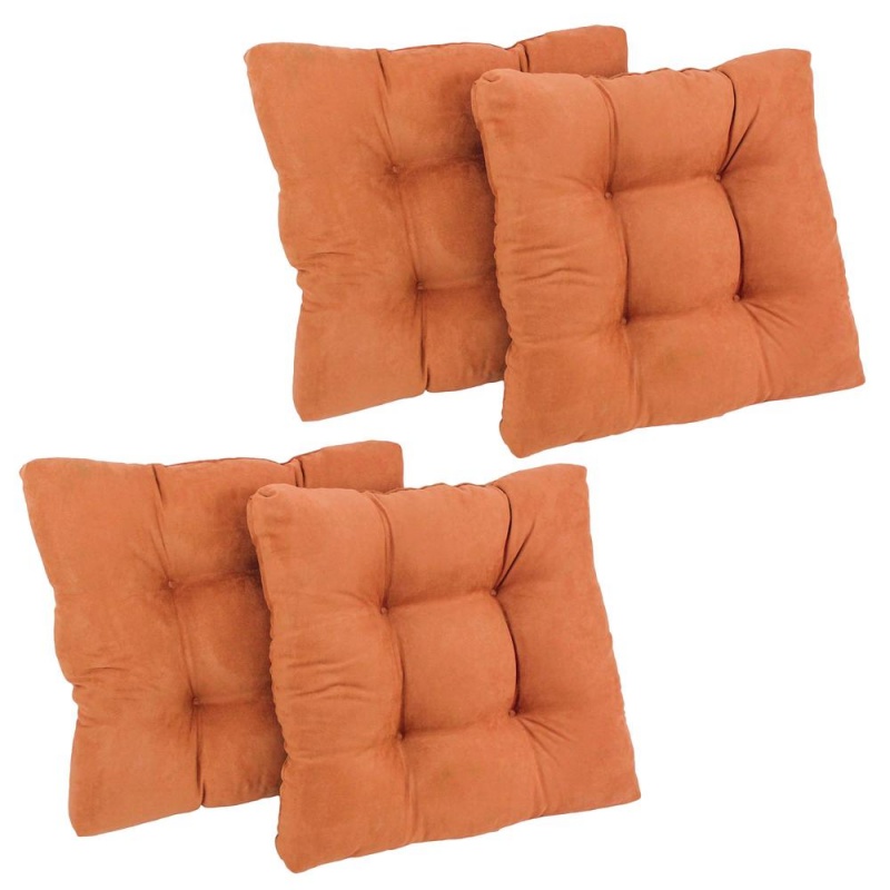 19-Inch Squared Microsuede Tufted Dining Chair Cushion (Set Of Four)