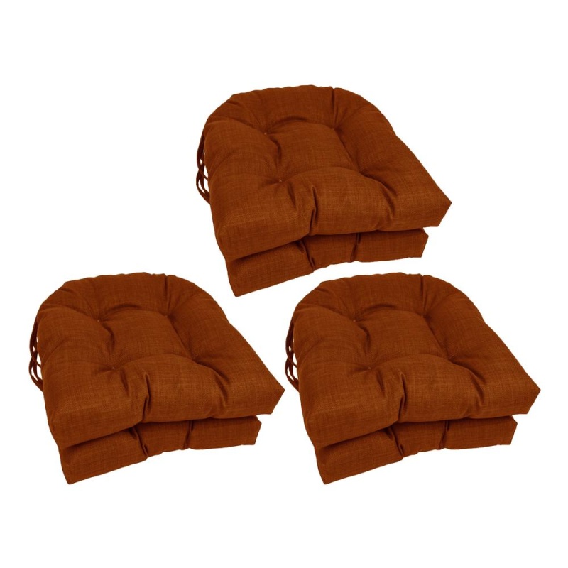 16-Inch Spun Polyester Solid Outdoor U-Shaped Tufted Chair Cushion