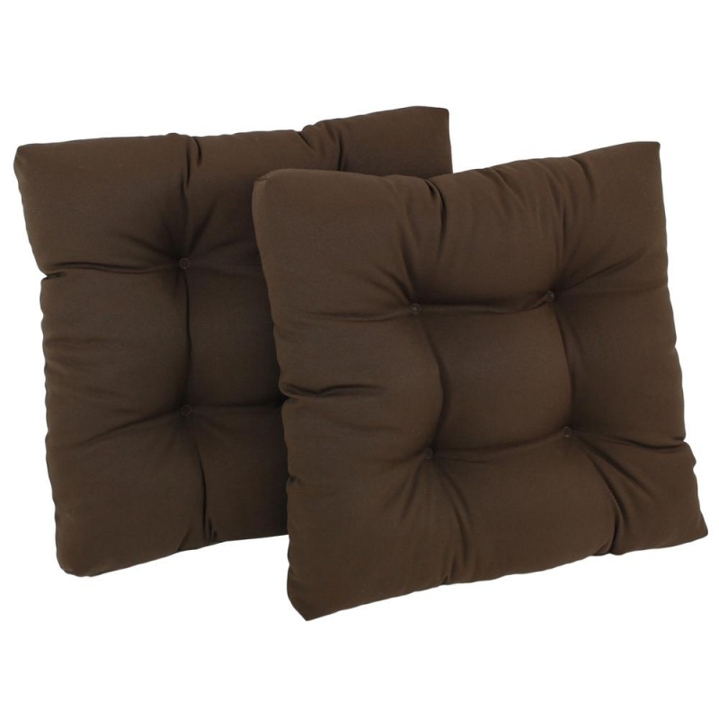 19-Inch Squared Twill Tufted Dining Chair Cushion (Set Of Two)