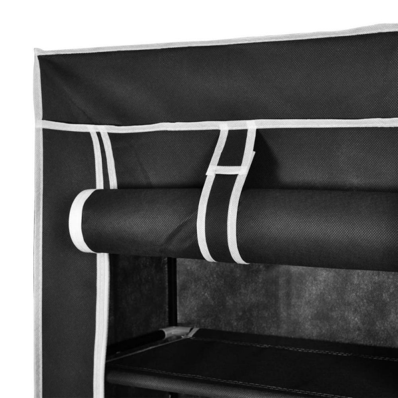 Fabric Shoe Cabinet With Cover 22" X 11" X 64" Black