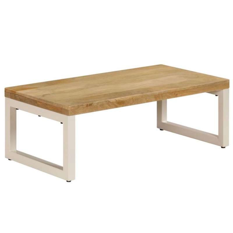 Vidaxl Coffee Table 43.3"X19.7"X13.8" Solid Mango Wood And Steel