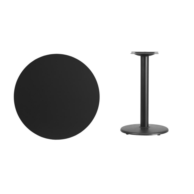 30'' Round Black Laminate Table Top With 18'' Round Table Height Base