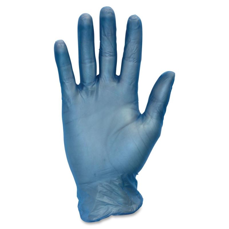 Safety Zone General-Purpose Vinyl Gloves - Large Size - For Right/Left Hand - Blue - Powder-Free, Latex-Free, Comfortable, Silicone-Free, Allergen-Free, Dinp-Free, Dehp-Free, Durable, Durable - For Fo