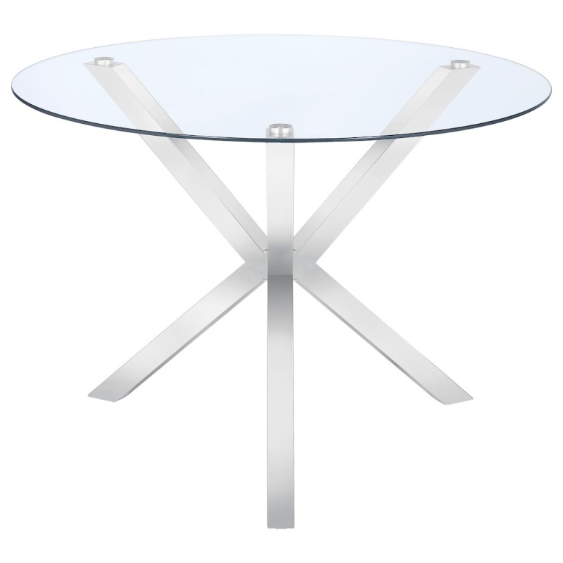 Vance Round 41-Inch Glass Top Asterisk Dining Table Chrome