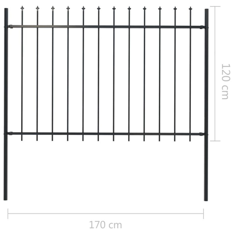 Vidaxl Garden Fence With Spear Top Steel 66.9"X47.2" Black