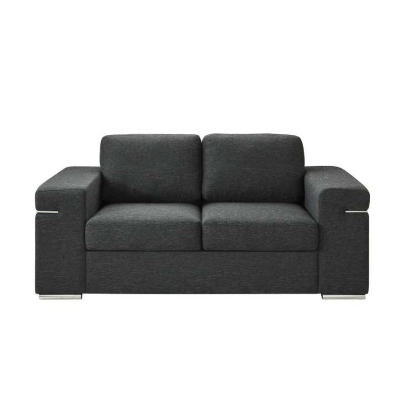 Gianna Black Linen Fabric Sofa Loveseat And Chair Living Room Set