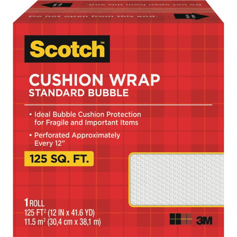 Scotch Cushion Wrap - 12" Width X 100 Ft Length - Perforated, Lightweight, Recyclable, Non-Scratching, Easy Tear - Polyethylene, Nylon - Clear