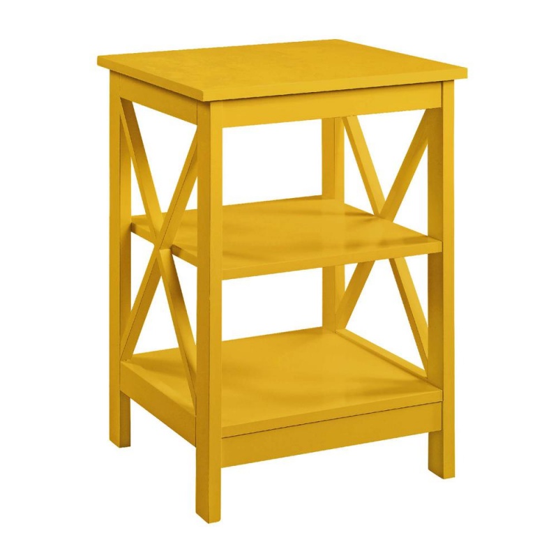 Oxford End Table with Shelves in Yellow