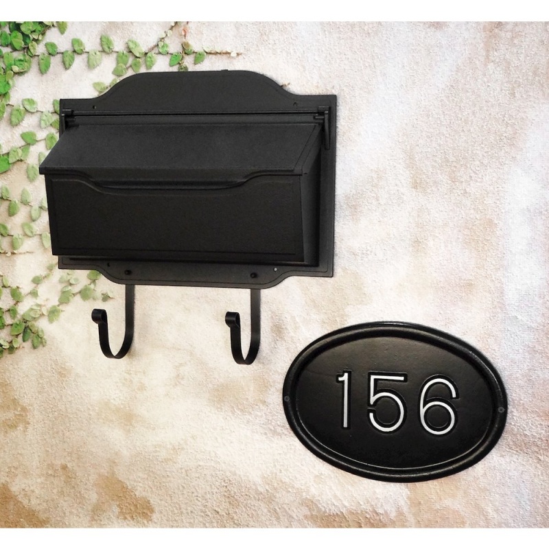 Horizontal Wall Mount Mailbox And Wall Mount Address Plaque - Times Font