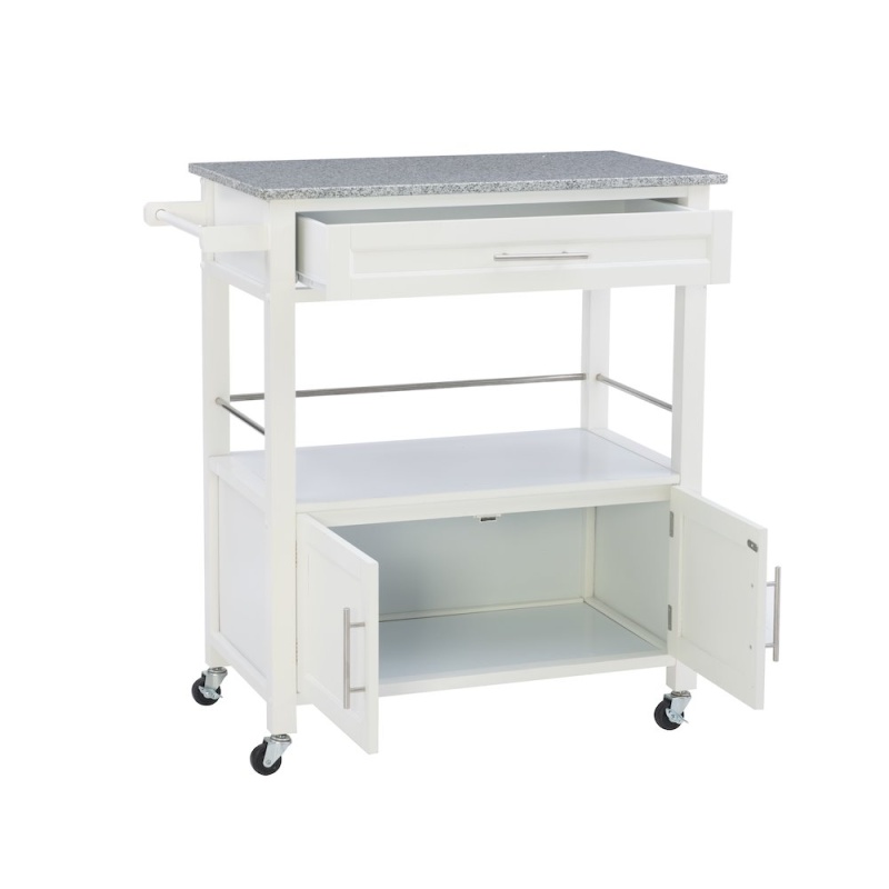 Cameron White Kitchen Cart With Granite Top