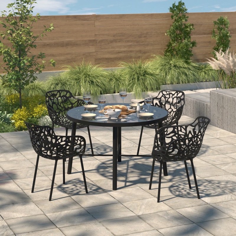 Devon Tree Design Glass Top Aluminum Base Indoor Outdoor Dining Table