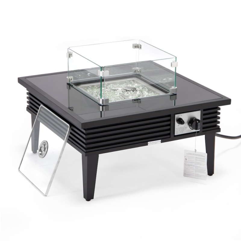 Aluminum Square Slats Design Fire Pit Side Table with Lid