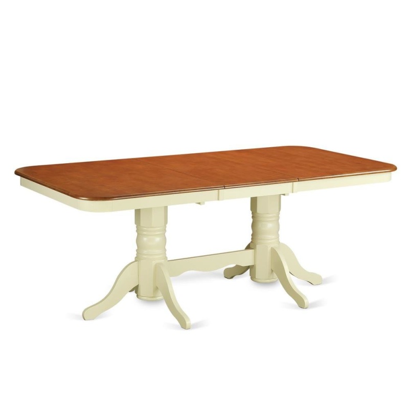 Napoleon Rectangular Round Corner Dining Table with 17 in Self-Storage Leaf