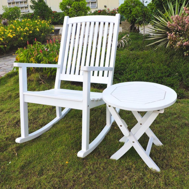 Nicosia Acacia Wood Rocker And Side Table