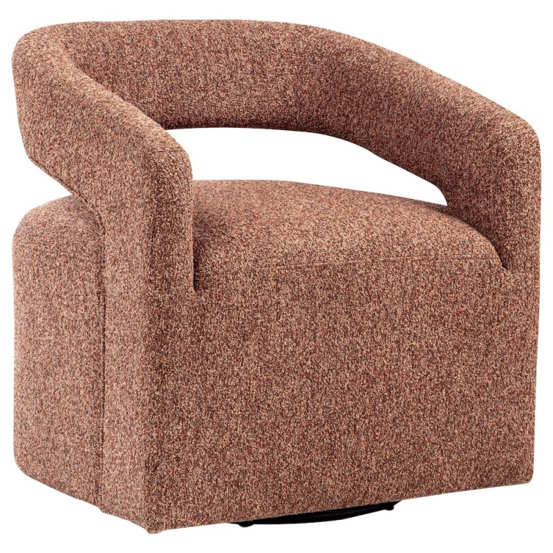 Westhill Boucle Upholstered Swivel Accent Chair in Berry