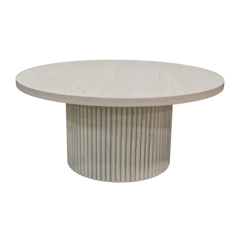 Reba Round Cocktail Table, White Wash